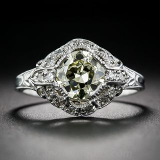 1.43 Carat Light Yellow Diamond Art Deco Engagement Ring