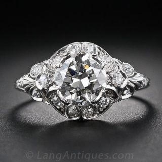 1.44 Carat Art Deco Platinum and Diamond Engagement Ring 