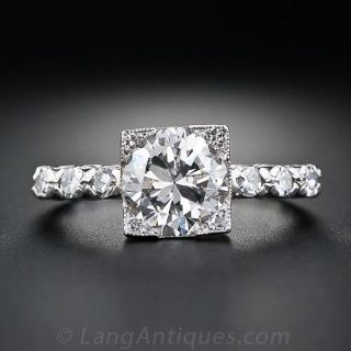 1.44 Carat  Diamond and Platinum Estate Engagement Ring