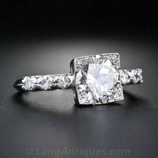 1.44 Carat  Diamond and Platinum Estate Engagement Ring