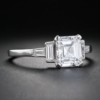 1.44 Carat E-Internally Flawless Emerald-Cut Diamond Art Deco Engagement Ring