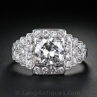 1.45 Carat Art Deco Diamond Engagmement Ring