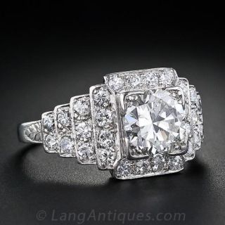 1.45 Carat Art Deco Diamond Engagmement Ring