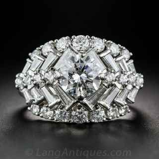 1.45 Carat Center Diamond, Platinum Cocktail Ring