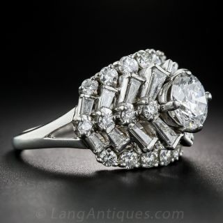 1.45 Carat Center Diamond, Platinum Cocktail Ring