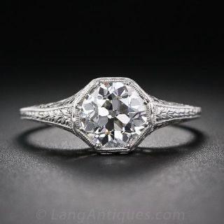 1.45 Carat Edwardian Platinum and Diamond Engagement Ring