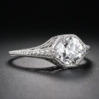 1.45 Carat Edwardian Platinum and Diamond Engagement Ring