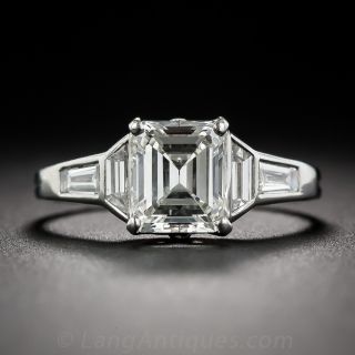 1.45 Carat Emerald Cut Diamond Art Deco Engagement Ring
