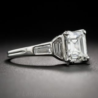 1.45 Carat Emerald Cut Diamond Art Deco Engagement Ring