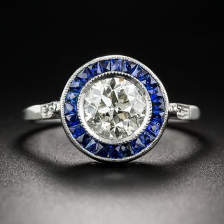 1.45 Carat European-Cut Diamond and Sapphire Halo Ring - 2