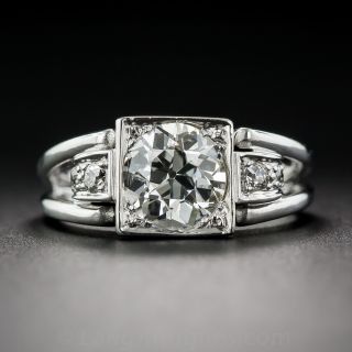1.45 Carat Platinum and Diamond Art Deco Engagement Ring GIA L-VS2