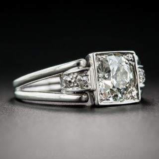 1.45 Carat Platinum and Diamond Art Deco Engagement Ring GIA L-VS2