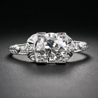 1.46 Carat 1920s Platinum and Diamond Ring