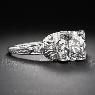 1.46 Carat 1920s Platinum and Diamond Ring