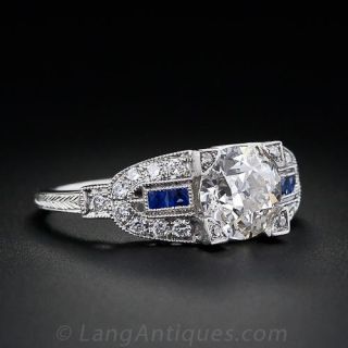 1.46 Carat Art Deco Style Diamond Engagement Ring