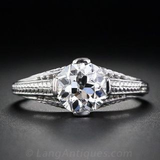 1.47 Carat Diamond Art Deco Solitare Ring