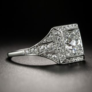 1.48 Carat Art Deco Diamond Platinum Engagement Ring - GIA G VS1
