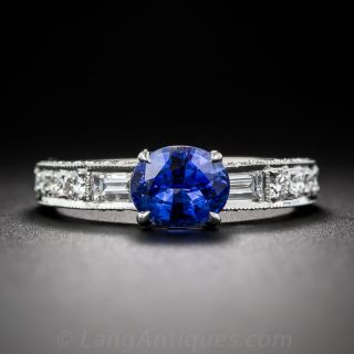 1.49 Carat Sapphire and Diamond Platinum Engagement Ring