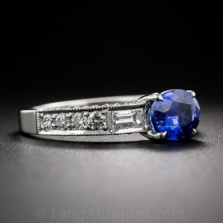 1.49 Carat Sapphire and Diamond Platinum Engagement Ring