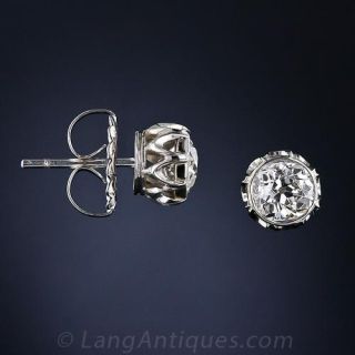 1.50 Carat Antique Diamond Stud Earrings