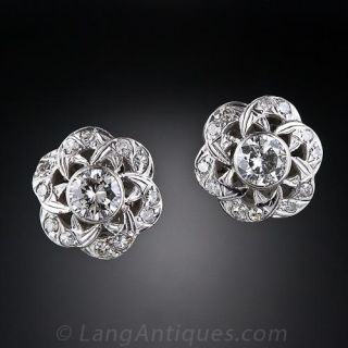 1.50 Carat Center Vintage Diamond Earrings