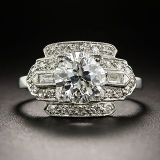 1.50 Carat Diamond Platinum Art Deco Engagement Ring