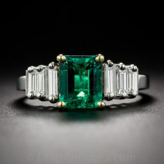 1.50 Carat Emerald and Diamond Ring
