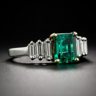 1.50 Carat Emerald and Diamond Ring