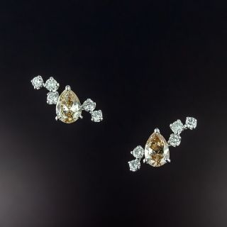 1.50 Carat Natural Fancy Brown Pear Shaped Diamond Earrings  - 1