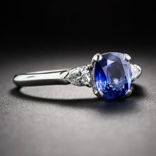 1.50 Carat Sapphire, Platinum and Diamond Estate Ring