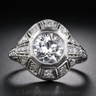 1.50 Carat Vintage Bombe Style Diamond Ring