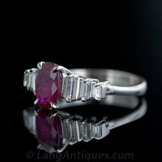 1.50 ct. Oval Ruby Ring in Platinum