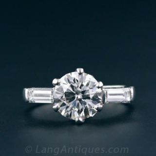 Estate Diamond Platinum Engagement Ring 