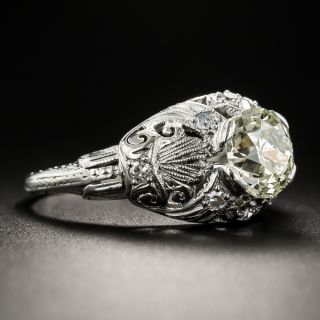 1.51 Carat Diamond Platinum Art Deco Engagement Ring