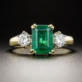 1.51 Carat Emerald and Diamond Ring