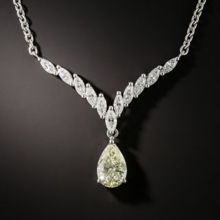 1.51 Carat Pear Shape Diamond Platinum Necklace - 1