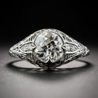 1.51 Carat Platinum Diamond Vintage Engagement Ring