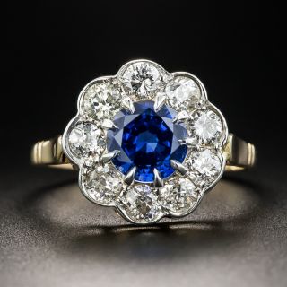 1.51 Carat Sapphire and Diamond Cluster Ring