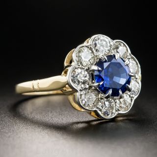1.51 Carat Sapphire and Diamond Cluster Ring