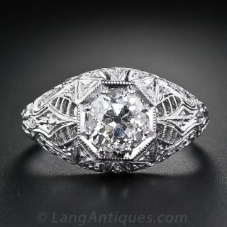 1.51 Carat Pierced Filigree Diamond Engagement Ring
