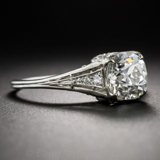 1.52 Carat Antique Cushion Diamond Antique Engagement Ring