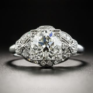 1.52 Carat Diamond and Platinum Art Deco Engagement Ring - GIA  L VS1