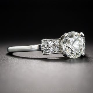1.52 Carat Diamond and Platinum Vintage Engagement Ring - GIA L/VS2