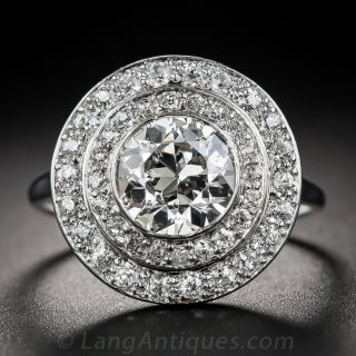 1.52 Carat Diamond Art Deco Double-Halo Ring