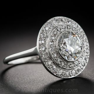 1.52 Carat Diamond Art Deco Double-Halo Ring