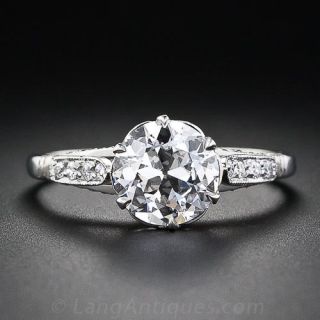 1.52  Carat 'E' Color Vintage Style Diamond Ring