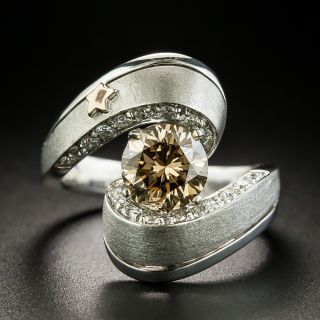 1.53 Carat Natural Fancy Dark Yellowish Brown Diamond Ring - GIA  - 1