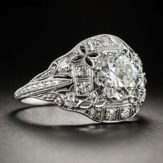 1.52 Carats Art Deco Platinum Diamond Ring - GIA I SI1