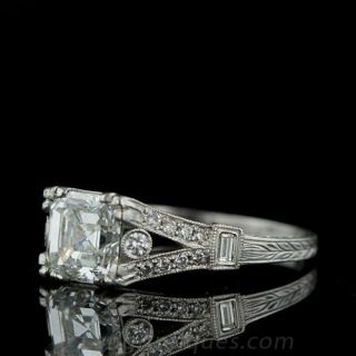 1.53 ct. Asscher Cut Art Deco Style Diamond Ring