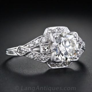1.55 Carat Art Deco Diamond Engagement Ring